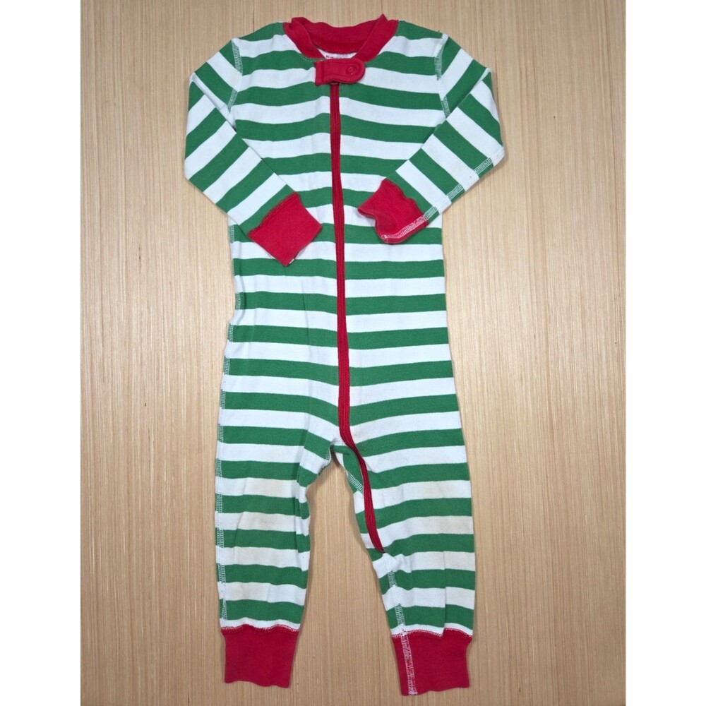 Hanna Andersson Green Stripes Footless Cotton Sleeper Size 80 18-24 Months